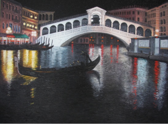 Venedig 2, Rialtobrücke bei Nacht, 150 x 115 cm