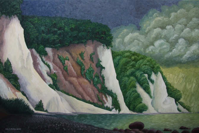 Kreidefels im Gewitter, Öl auf Leinwand, 150 x 100 cm