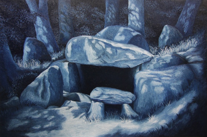 Hünengrab bei Vollmond, Öl auf Leinwand, 150 x 100 cm