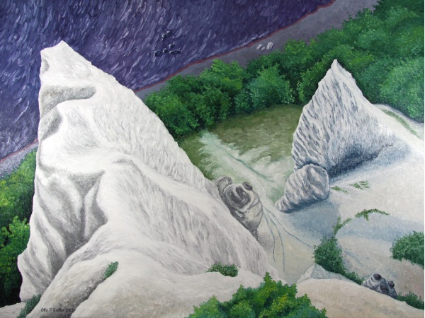 Kreidefels mit Bick aufs Meer, Öl auf Leinwand, 200 x 150 cm