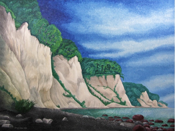 Grosser Kreidefels, Öl auf Leinwand, 200 x 150 cm